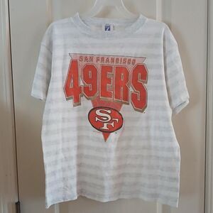 Vintage 90s NFL San Francisco 49ers Striped Single Stitch Shirt Youth L USA Made